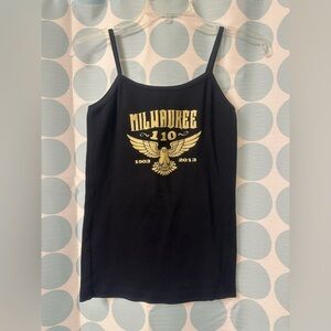Harley Davidson 110th anniversary Jack Daniels women’s tank top, black/gold, Lg